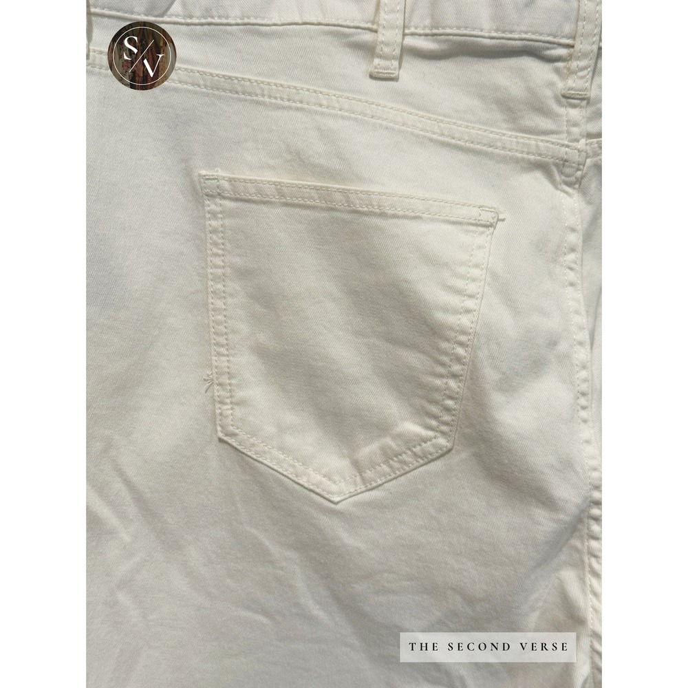 Boden Denim Straight Leg Pants Women Boho Embroidered Raw Hem Cream Size 22 Long - Picture 6 of 13